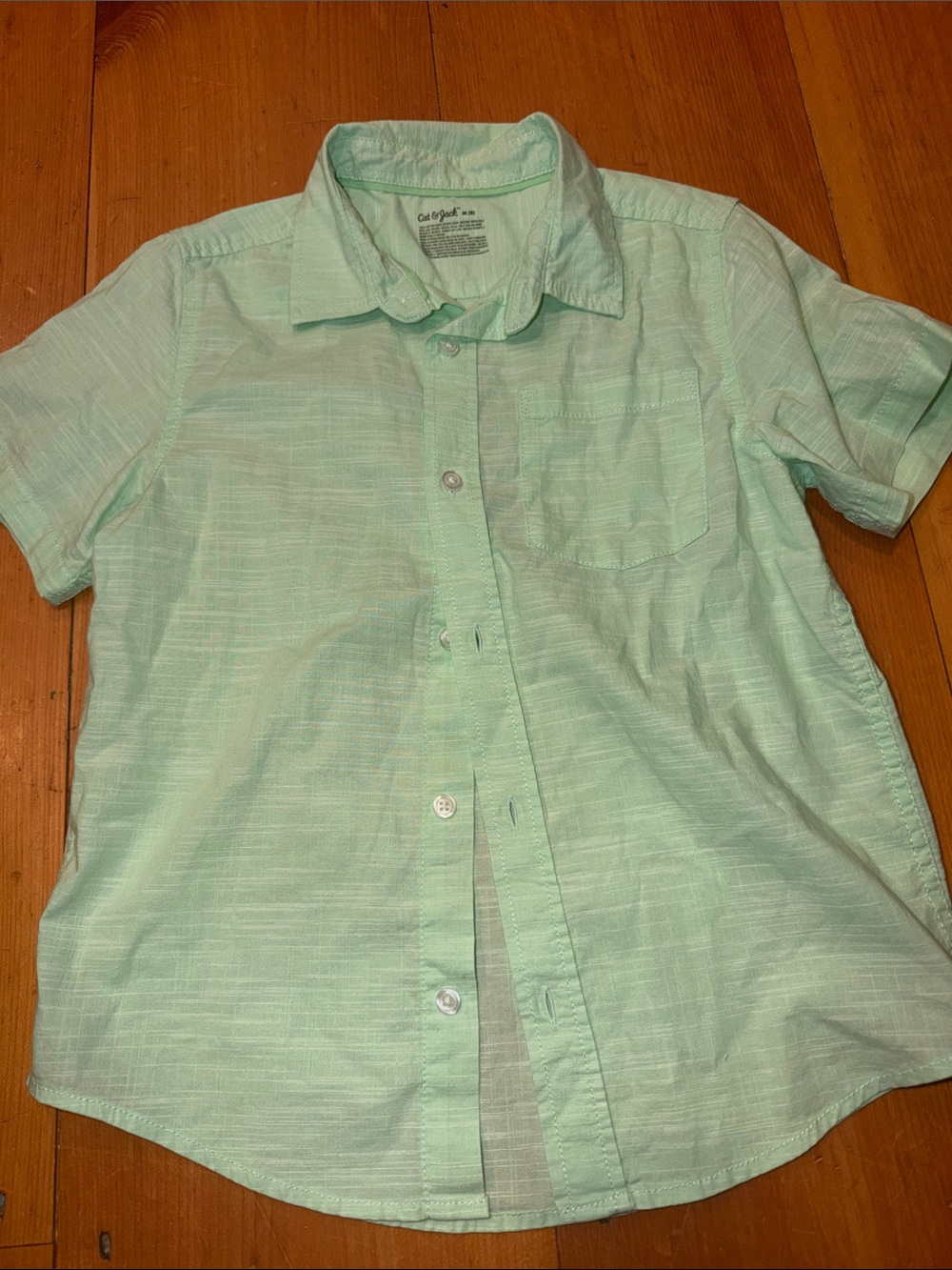 Cat & Jack Mint Green Short-Sleeve Button-Down Shirt Cotton size 8 NWOT